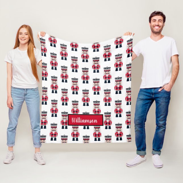 Cute Christmas Nutcracker Pattern Fleece Blanket (In Situ)