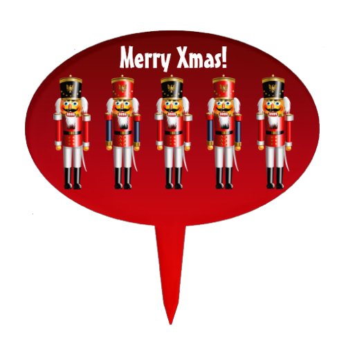 Cute Christmas Nutcracker Soldiers Cake Topper