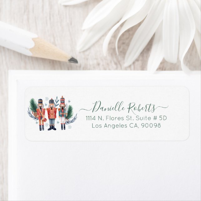 Cute Christmas nutcrackers composition Label (Insitu)