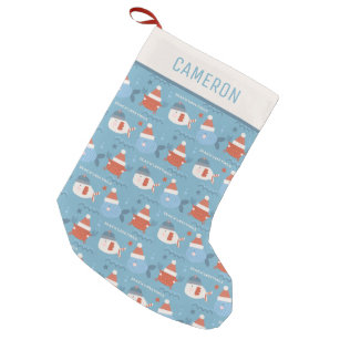 Cute Christmas Ocean Animals Blue Personalized Small Christmas Stocking