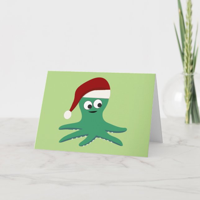 Cute Christmas Octopus Holiday Card (Front)