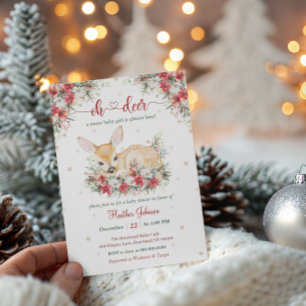 Cute Christmas Oh Deer Baby Shower Invitation