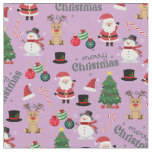 Cute Christmas On Purple Fabric