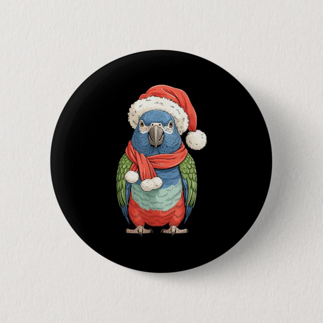 Cute Christmas Onus Parrot Santa Bird Lovers  Button (Front)