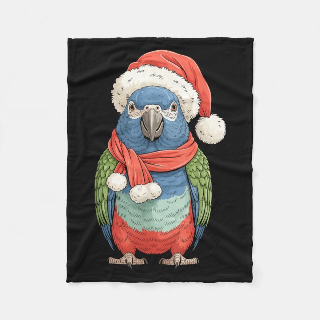 Cute Christmas Onus Parrot Santa Bird Lovers  Fleece Blanket (Front)