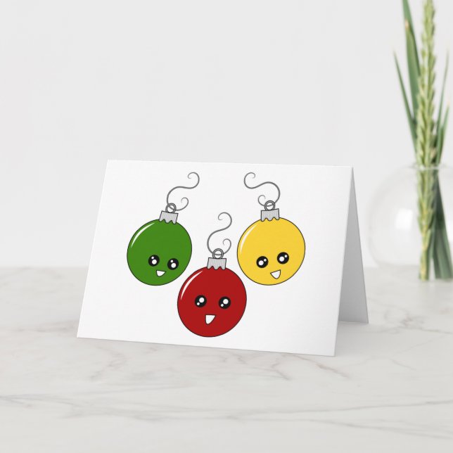 Cute Christmas Ornaments Holiday Card (Front)