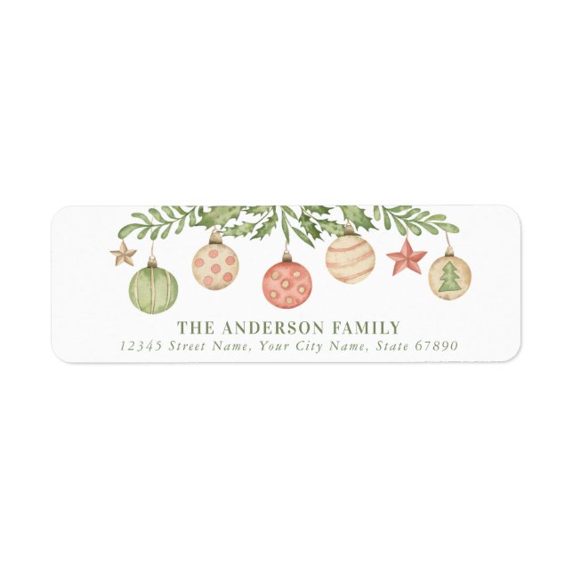 Cute Christmas Ornaments Return Address Labels (Front)