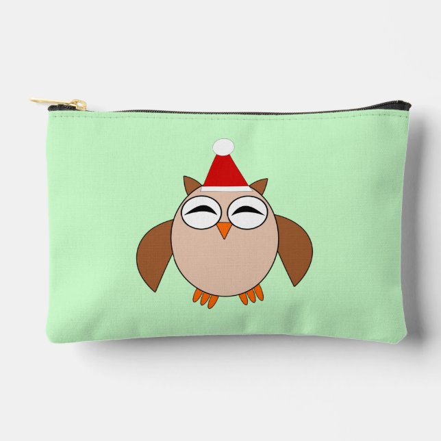 Cute Christmas Owl Accessory Pouch (Front)