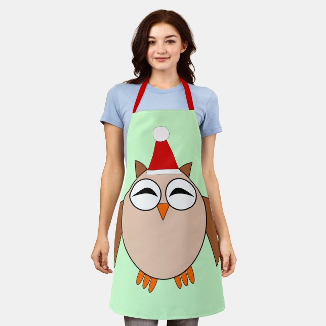 Cute Christmas Owl Apron (Worn)