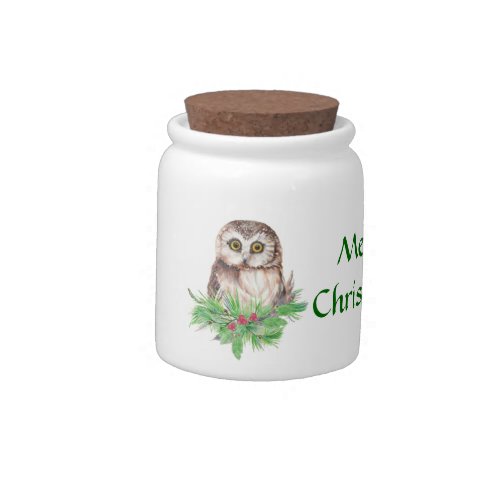 Cute Christmas Owl Candy Jar