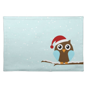 Cute Christmas Owl Cloth Placemat