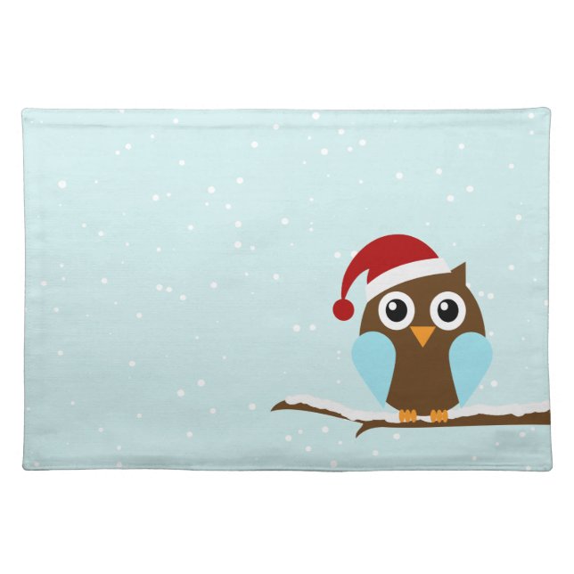 Cute Christmas Owl Cloth Placemat (Front)