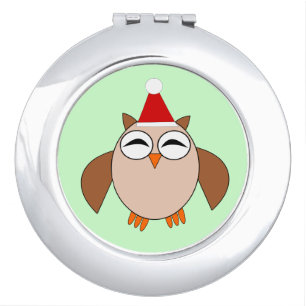 Cute Christmas Owl Compact Mirror