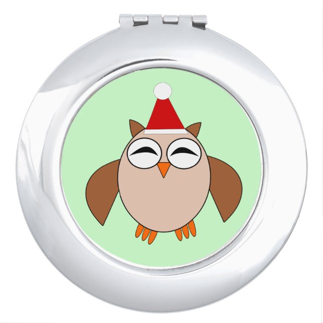 Cute Christmas Owl Compact Mirror (Front)