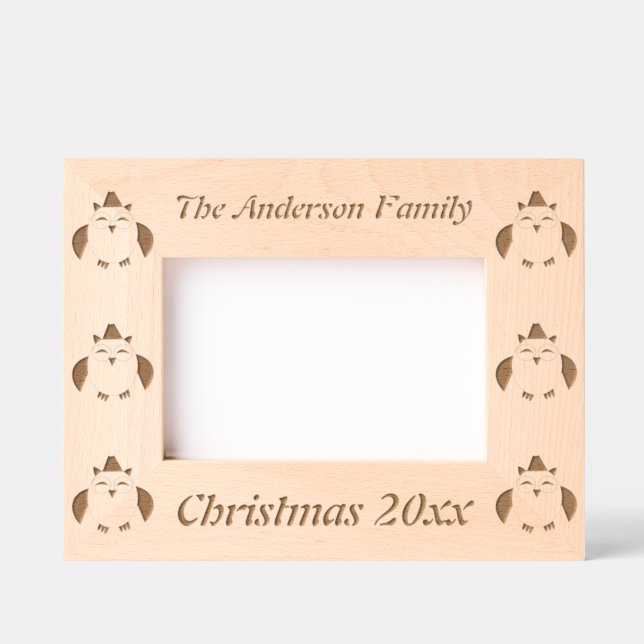 Cute Christmas Owl Custom Engraved Frames (Front)