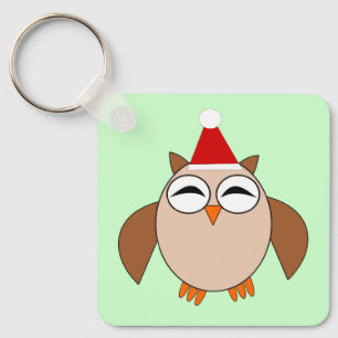 Cute Christmas Owl Custom Keychain