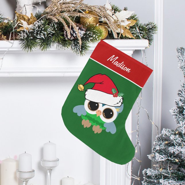 Cute Christmas Owl Custom Large Christmas Stocking (Creator Uploaded)