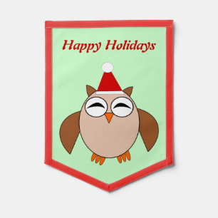 Cute Christmas Owl Custom Pennant