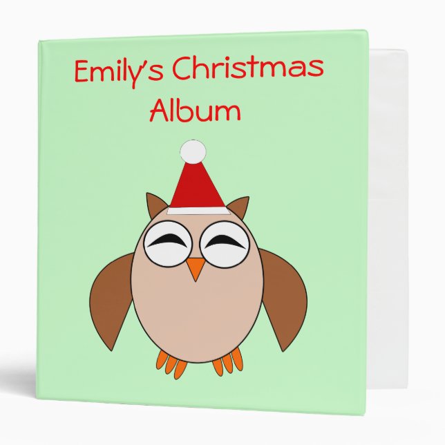 Cute Christmas Owl Custom Photo Album Binder (Front/Inside)