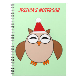 Cute Christmas Owl Customizable Notebook