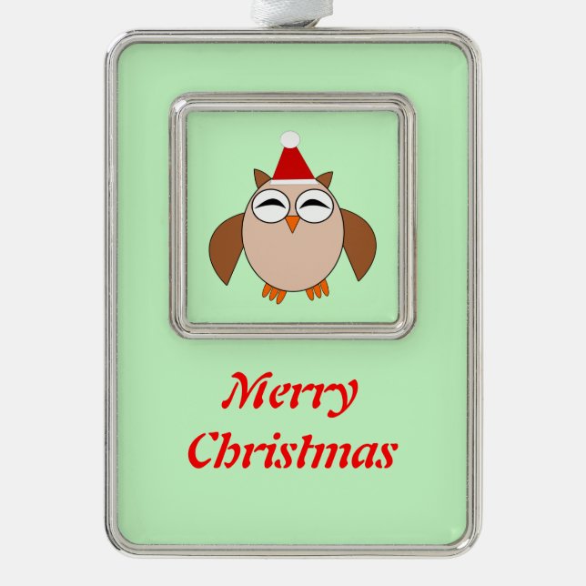 Cute Christmas Owl Customizable Ornament (Front)