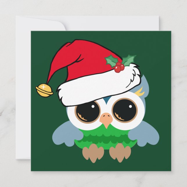 Cute Christmas Owl Holiday Card (Front)