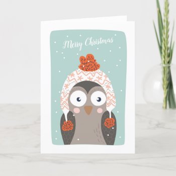 Cute Christmas Owl Holiday Card by Pick_Up_Me at Zazzle