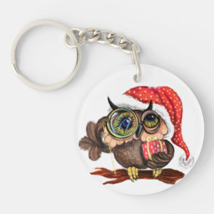 Cute Christmas Owl Keychain