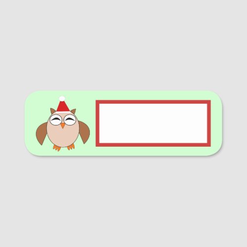 Cute Christmas Owl Name Tag