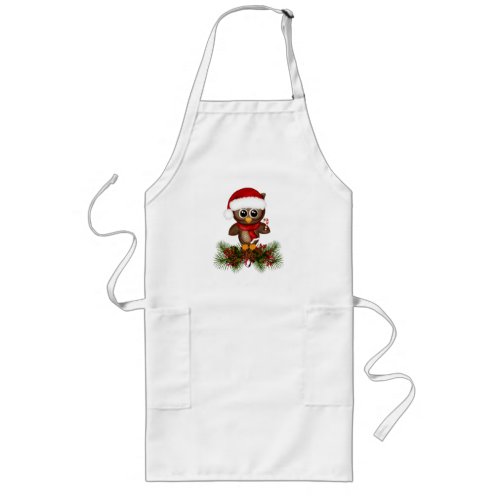 Cute Christmas Owl On Pine Branch Apron