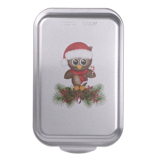 Cute Christmas Owl On Pine Branch Cake Pan