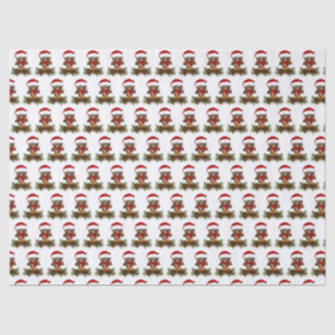 Cute Christmas Owl On Pine Branch Tissue Paper