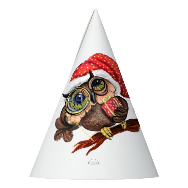 Cute Christmas Owl Party Hat (Left)
