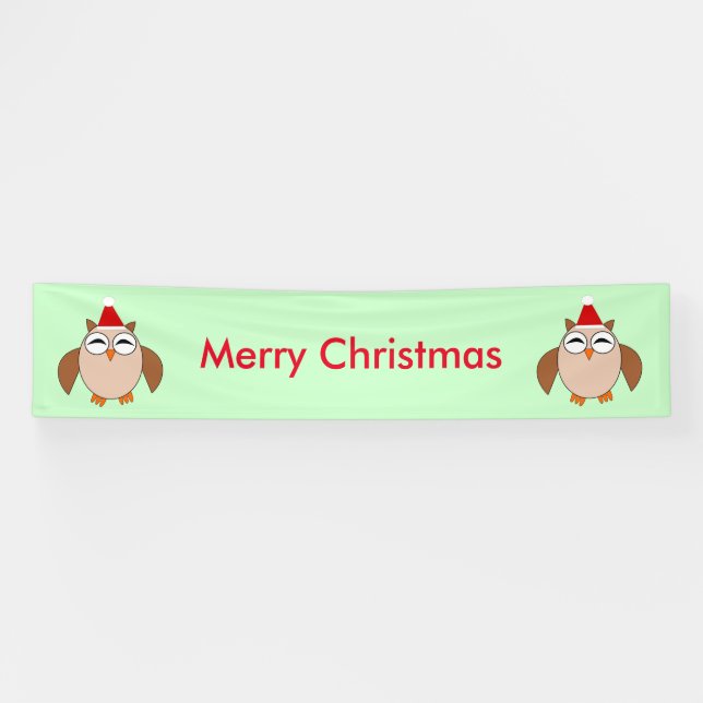 Cute Christmas Owl Personalized Banner (Horizontal)