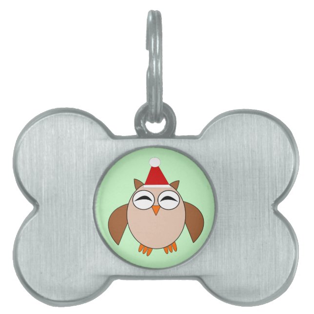 Cute Christmas Owl Pet Tag (Front)