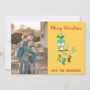 Cute Christmas Owl Photo Holiday Card