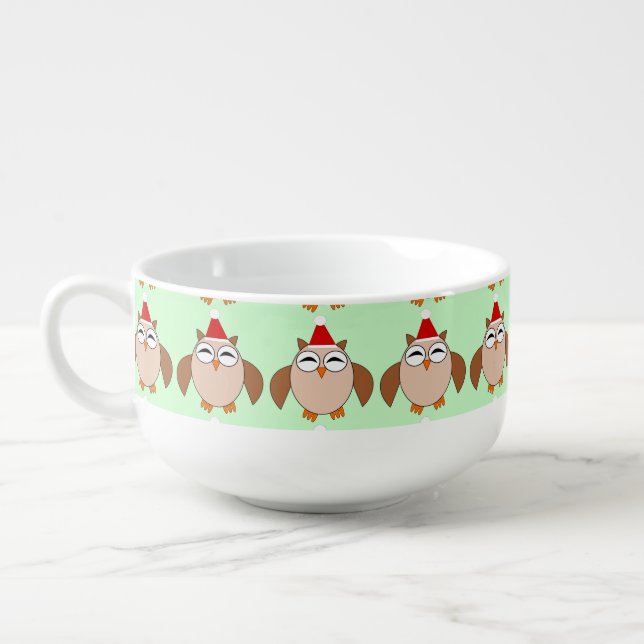 Cute Christmas Owl Soup Mug (Right)