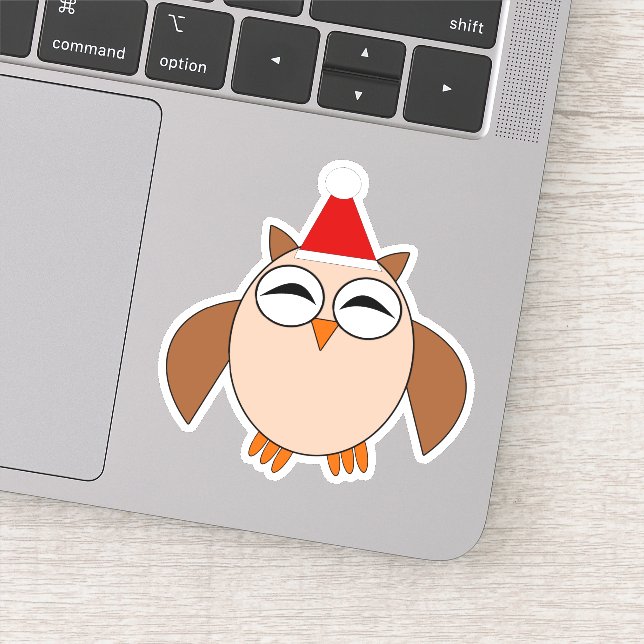 Cute Christmas Owl Sticker (Detail)