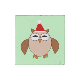 Cute Christmas Owl Stone Magnet