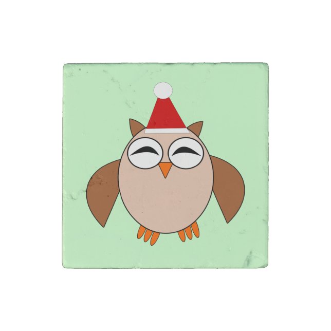 Cute Christmas Owl Stone Magnet (Front)