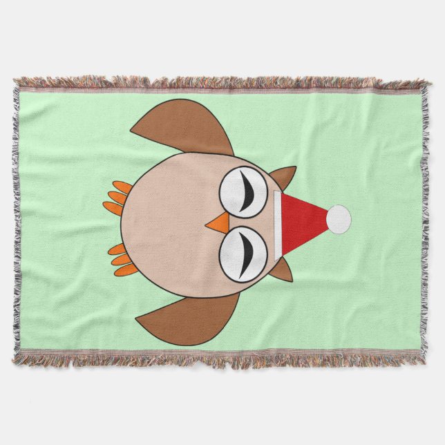 Cute Christmas Owl Throw Blanket (Front)
