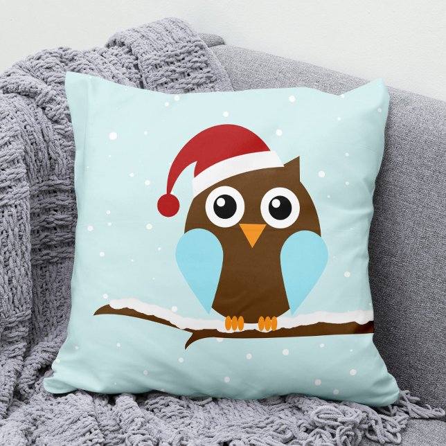 Cute Christmas Owl Throw Pillow (Creator Uploaded)