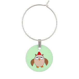 Cute Christmas Owl Wine Charm