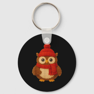 Cute Christmas Owl Winter Snow  Keychain