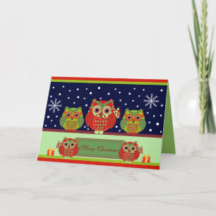 Cute Christmas Owls & Custom Text card
