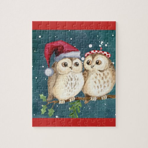 Cute Christmas Owls Jigsaw Puzzle