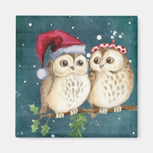 Cute Christmas Owls Magnet