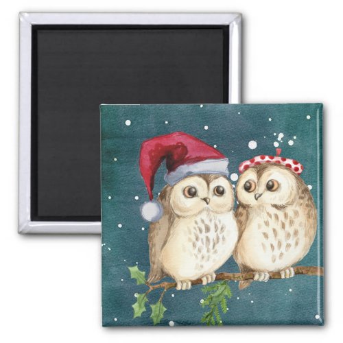 Cute Christmas Owls Magnet