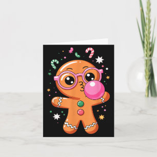 Cute Christmas Pajama Gingerbread Blowing Bubble G Card