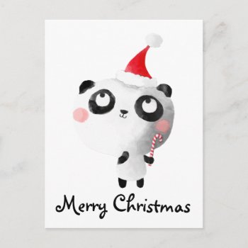 Cute Christmas Panda Bear Holiday Postcard by partymonster at Zazzle